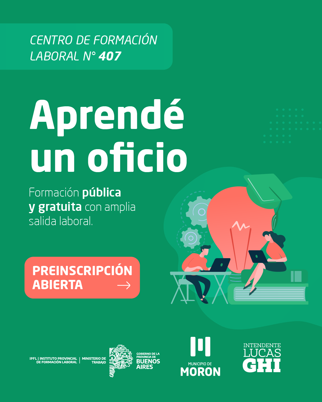 NOTICIAS MORON: ULTIMAS VACANTES PARA LOS CURSOS GRATUITOS DE FORMACION LABORAL